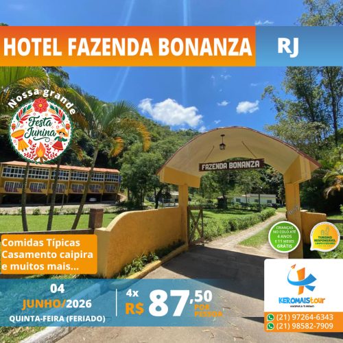 PASSEIO PARA HOTEL FAZENDA BONANZA – RJ